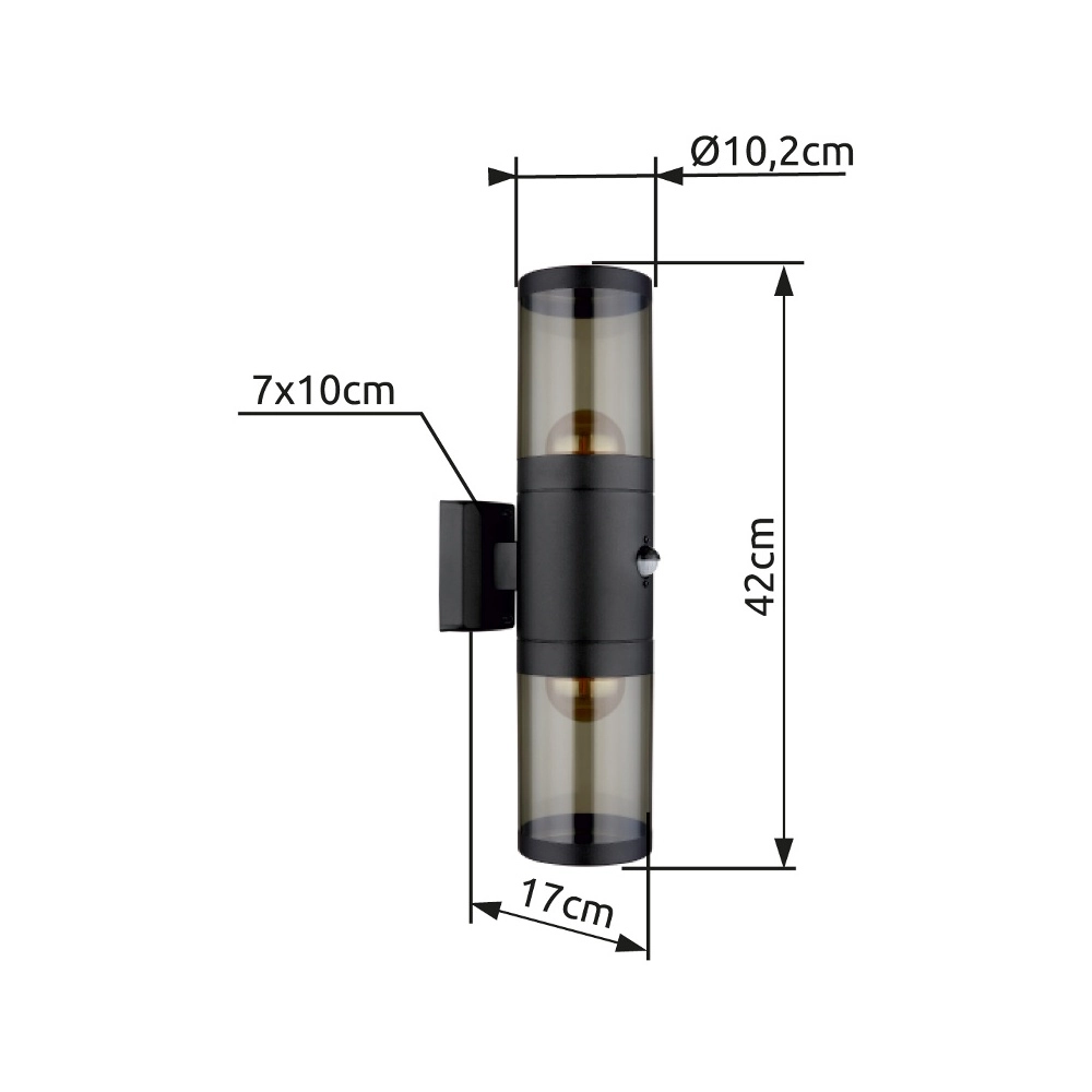 Moderne Wandlampe Xeloo Schwarz mit Sensor Globo 9007371435289