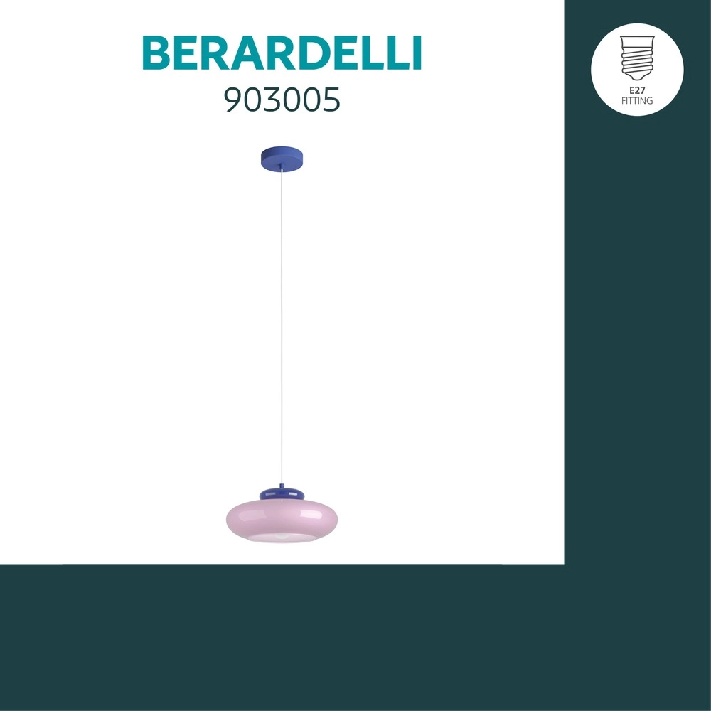 Design-Pendellampe Berardelli Rosa mit blauem Ø 32 cm