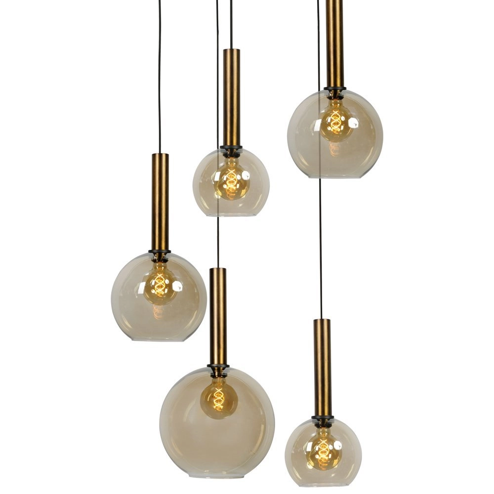 Schwarze Hängelampe Bella 5 Lichter mit Gold Masterlight 8718121253527