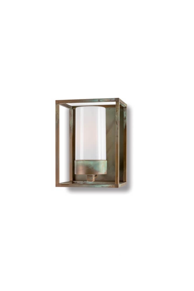 Wandleuchte aus Messing Cubic3 weißes glas