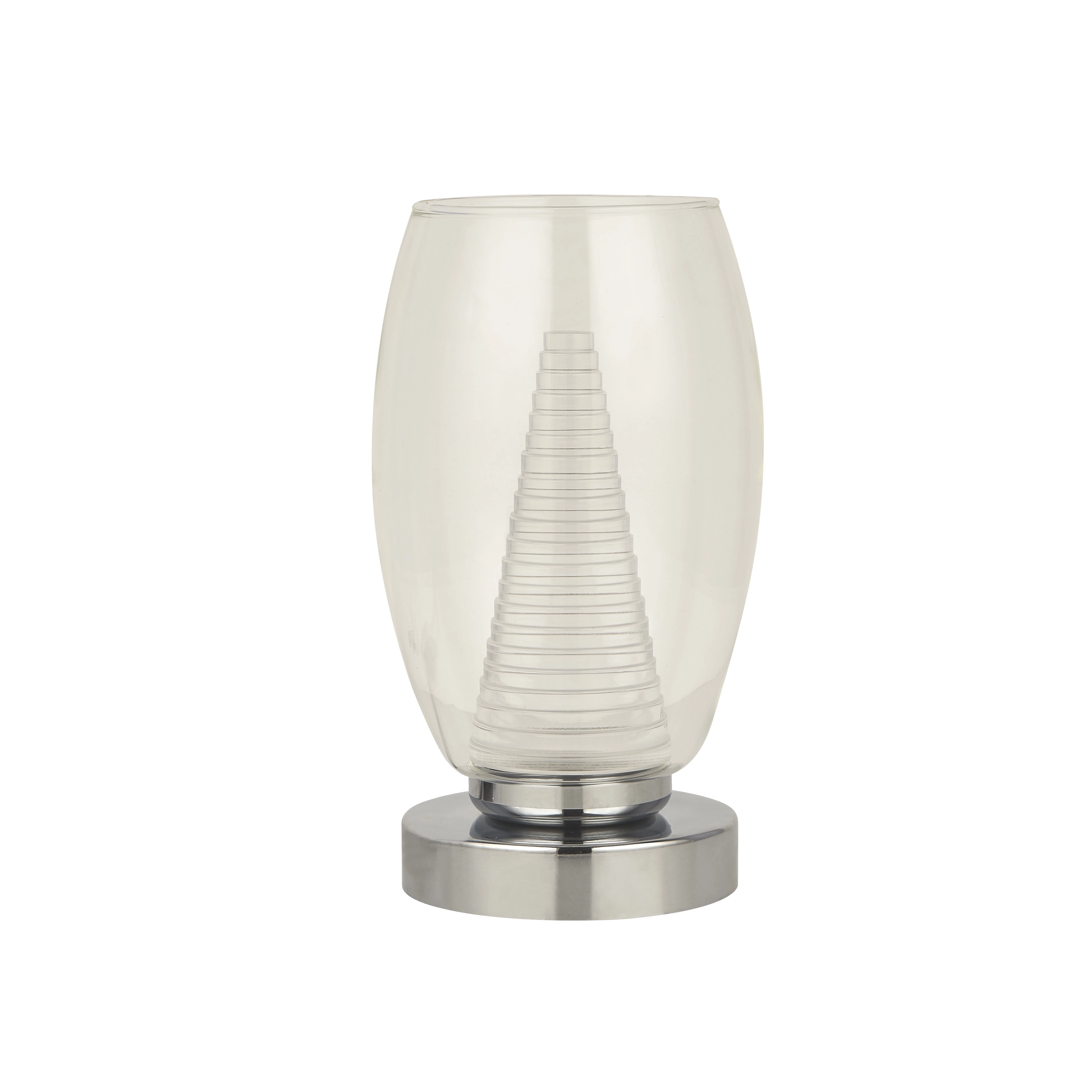 Tischlampe Cyclone Chrom mit klarem Glas