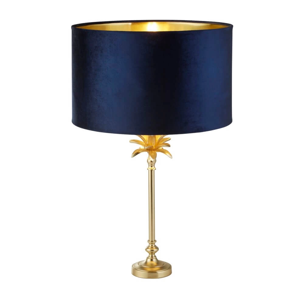 Tischlampe Palm Gold mit Dunkelblau Searchlight 5053423257570
