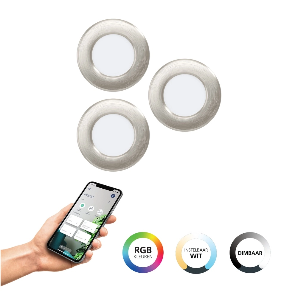 IP44 Einbauscheinwerfer Fueva 6-Z Zigbee – Edelstahl – Ø 8,8 cm