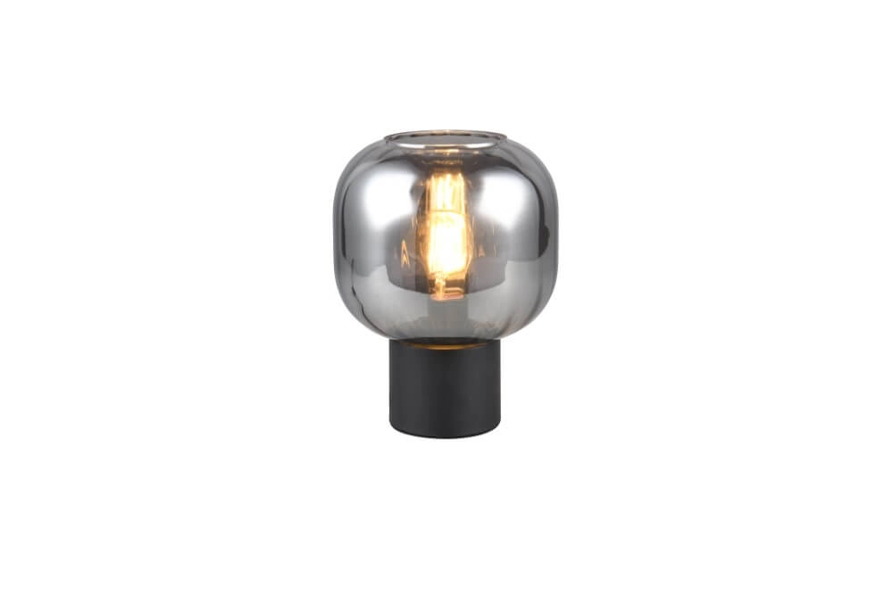 Trendige Tischlampe Diva schwarz mit Rauchglas Trio 4017807614596