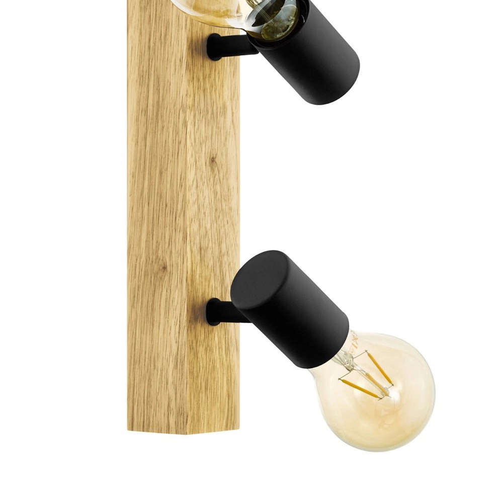 Scheinwerfer Townshend 3 3 Lichtschwarz mit holz Eglo 9002759994792