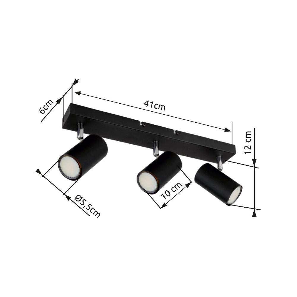 Deckenlampe 3-Leuchten Robby Schwarz Globo 9007371439522