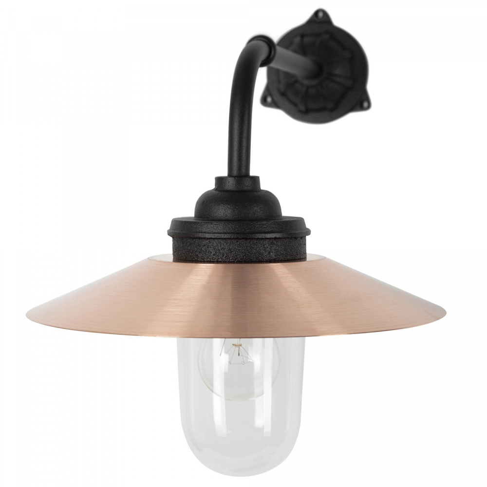 Ländliche Stalllampe Provence Schwarz mit Kupfer