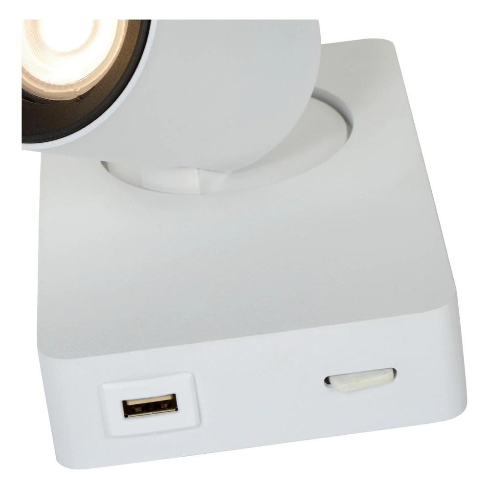 Nachttischlampe Nigel mit USB-Ladepunkt weiß Lucide 5411212092748