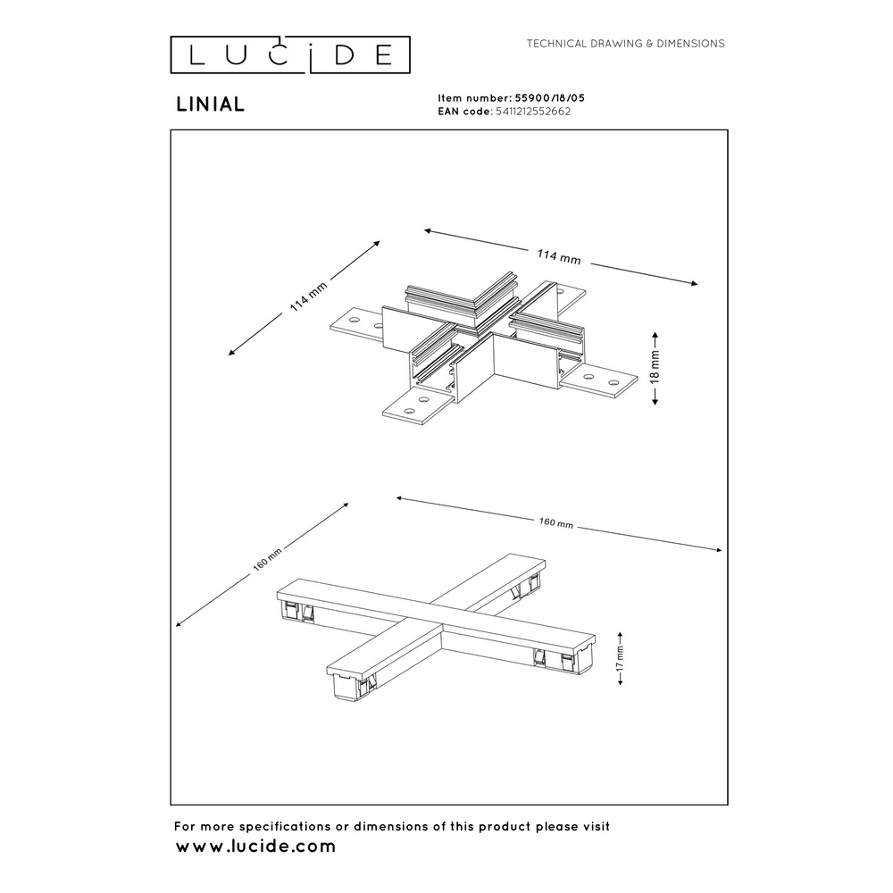 X-Stecker 1-Phase Linial Champagner Premium by Lucide 5411212552662