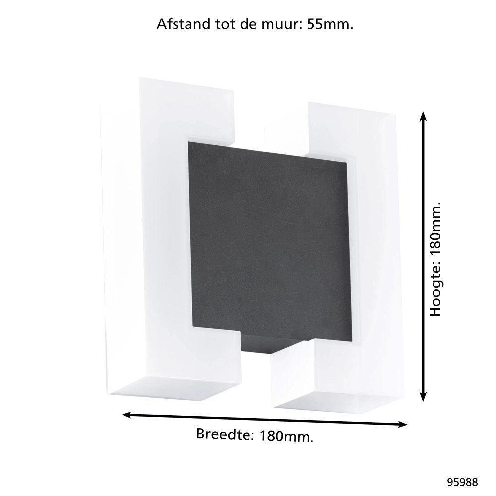 LED-Außenleuchte Sitia 18 cm schwarz mit weiß Eglo 9002759959883