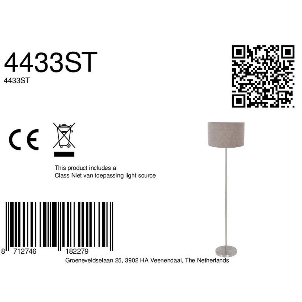 Stehlampe Noor mit grauer Kapuze Steinhauer 8712746182279