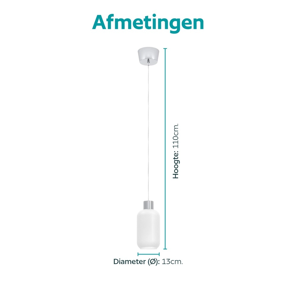 Design-Pendellampe Dasmina Chrom mit weißem Ø 13 cm