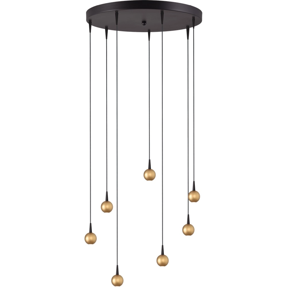 7-Licht Pendellampe Talana schwarz mit goldener Ø 50cm DTW