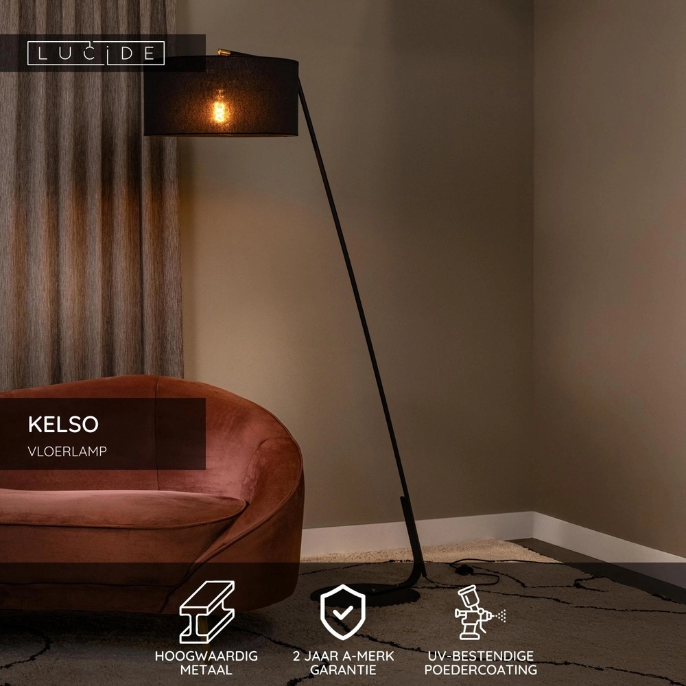 Stehlampe Kelso Schwarz Lucide 5411212441966