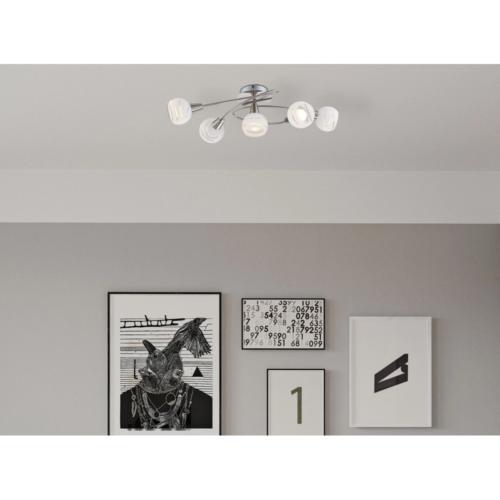 Deckenlampe Elliott 5-Leicht-Nickel Globo 9007371294343
