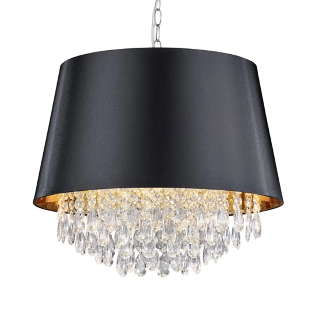 Pendelleuchte Loreley 50 cm mit Kristall - schwarz mit gold Trio 4017807354102