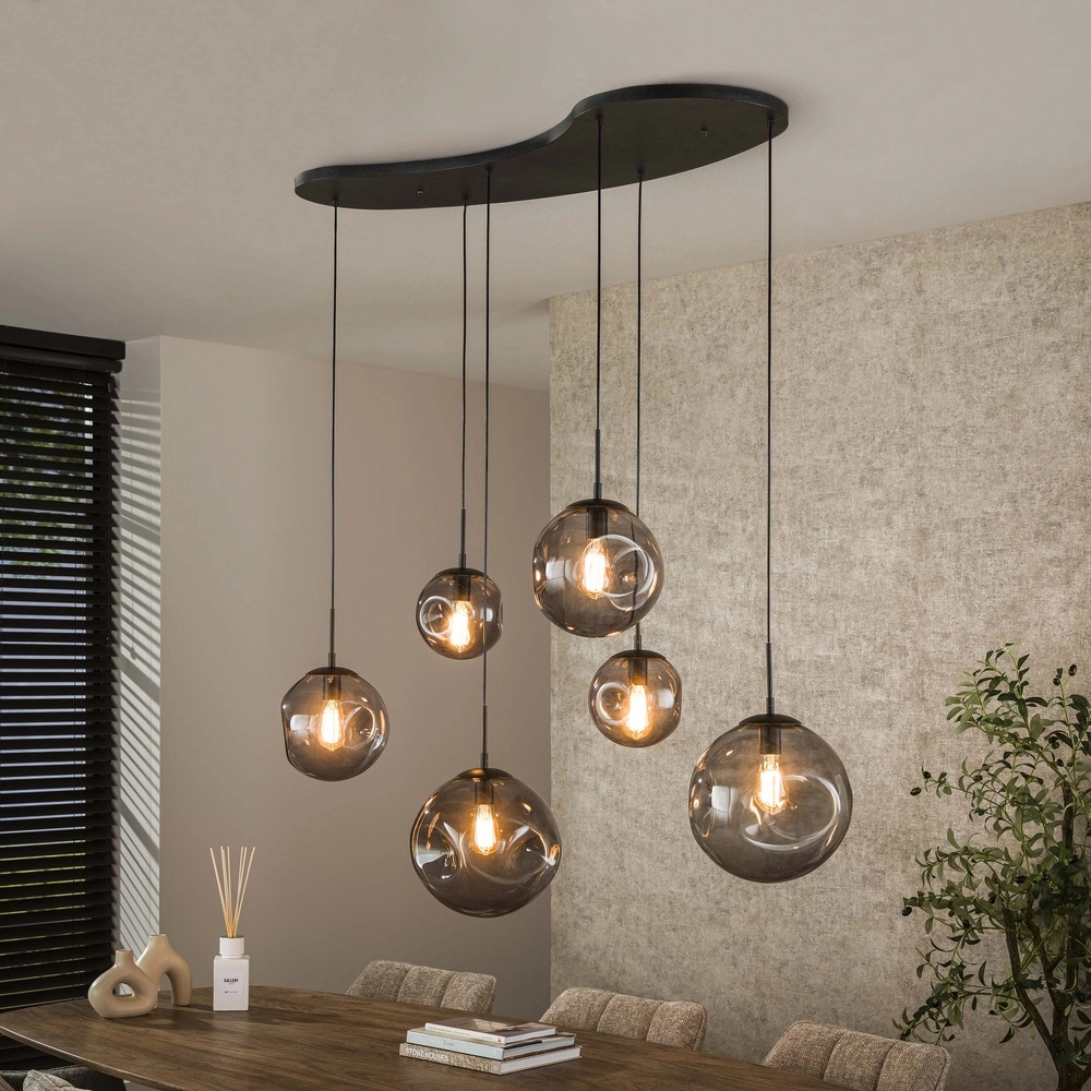 6-Licht Pendellampe Stellar mit organischer Deckenplatte Lyora 8716803511729