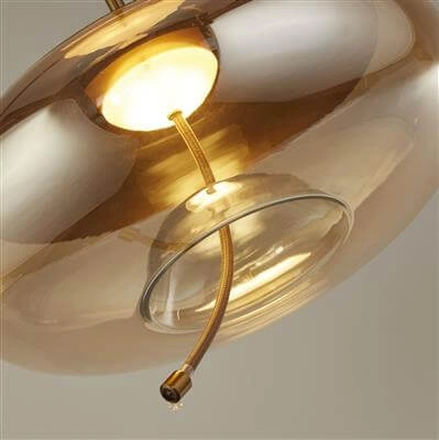 Hängelampe Glas Lisbon rotes Kupfer mit bernsteinfarbenem Rundglas Searchlight 5053423188348