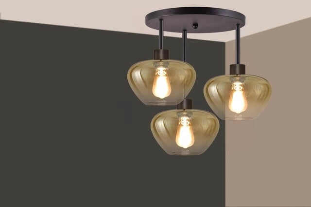 3-flammige Deckenleuchte Genua schwarz mit Goldglas Ø 24cm Masterlight 8718121357225
