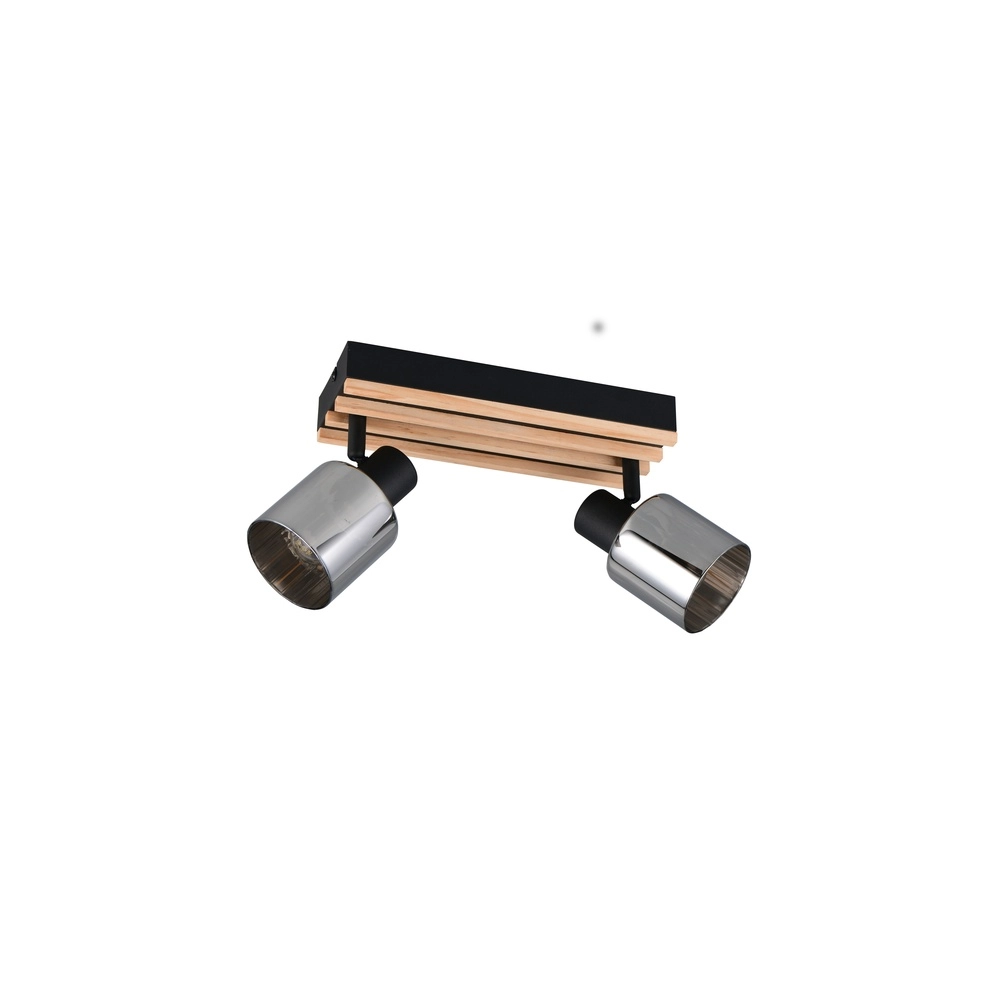 Deckenlampe 2-Leuchten Travia Schwarz mit Holz Trio 4017807682595