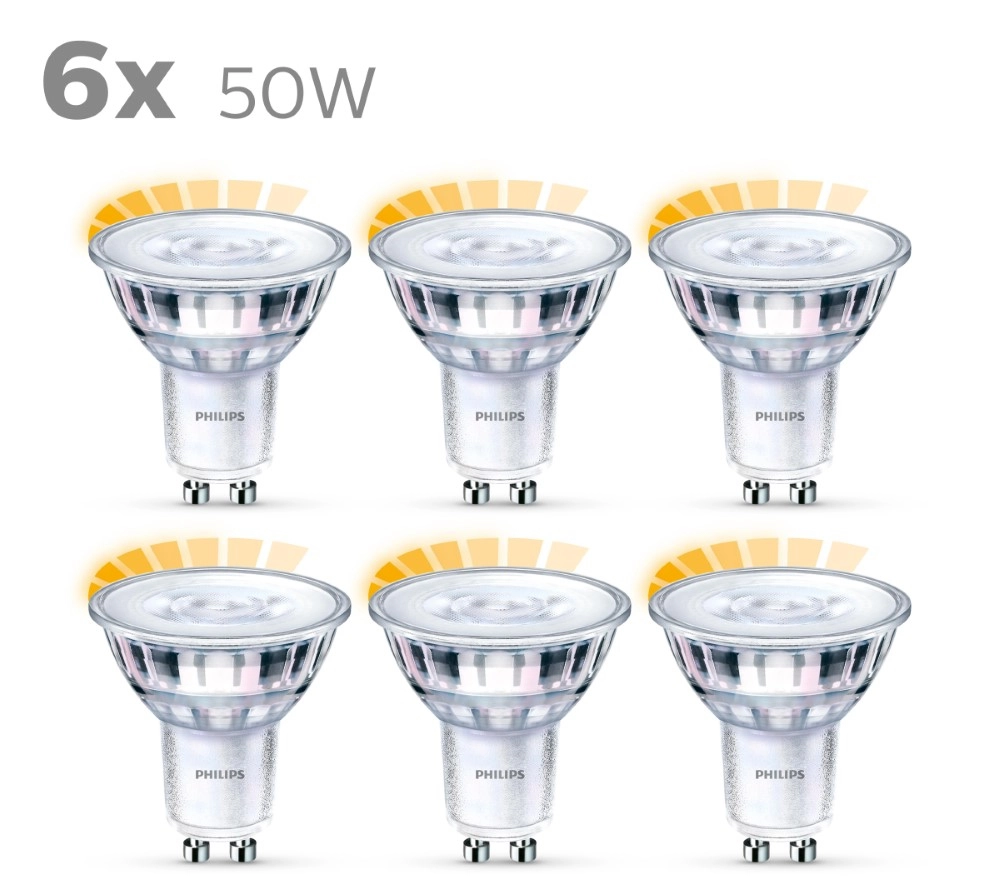 3.8W - GU10 - 2200-2700K - 350 lumen 6er Set Philips 8718696721674