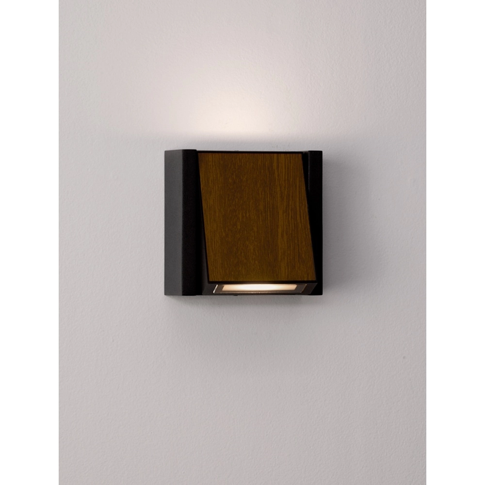 Wandleuchte Kioo schwarz mit Holz Lyora 5212017478795