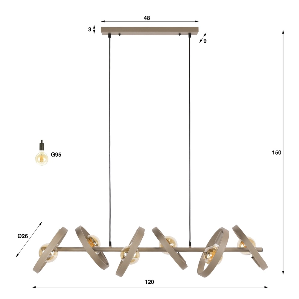 Ringe, Pendellicht-Esstisch Hover Sand – Ø 26 cm Lyora 8716803513358