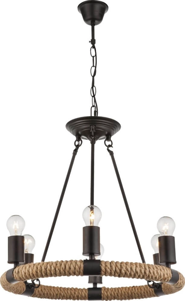 Ländlicher Kronleuchter Ulleu Ø 50cm mit Seil Globo 9007371350797