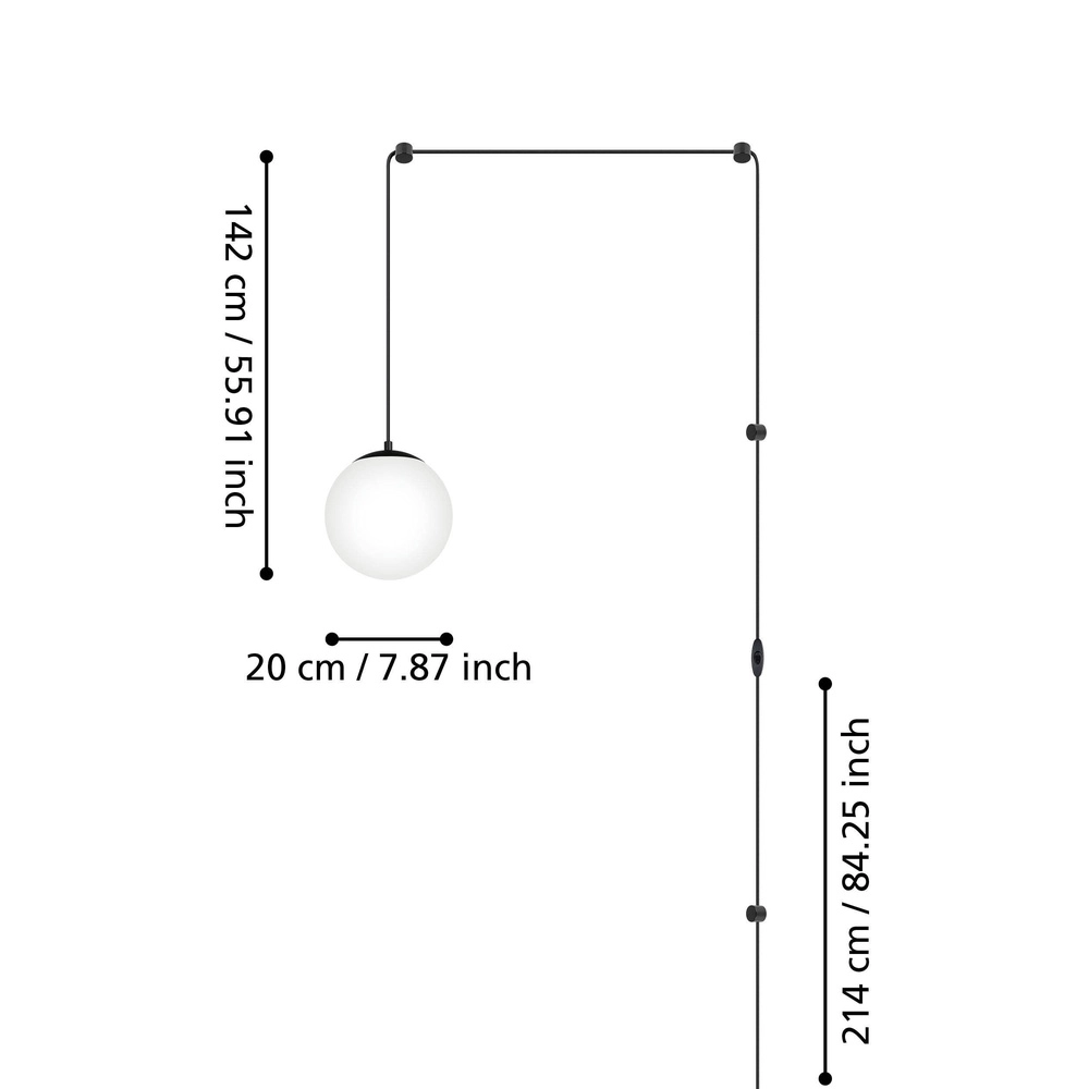 Flexibles Pendel Rondo 3 Weißer Globus mit Steckverbinder Eglo 9008606282791