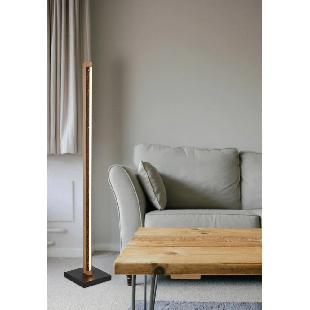 Design-Stehleuchte Starla schwarz mit Holz 113cm Globo 9007371447305