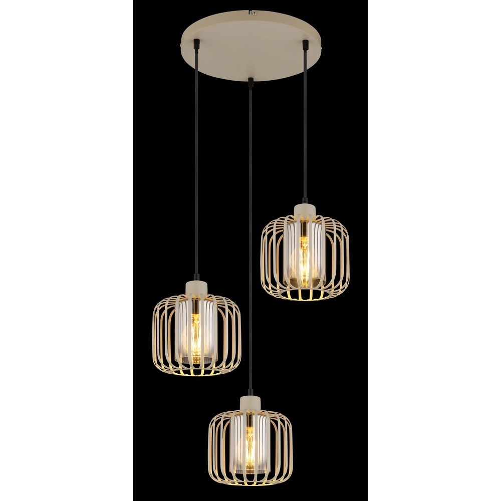 3-flammige Pendelleuchte Alfred rund sandbraun Globo 9007371531615