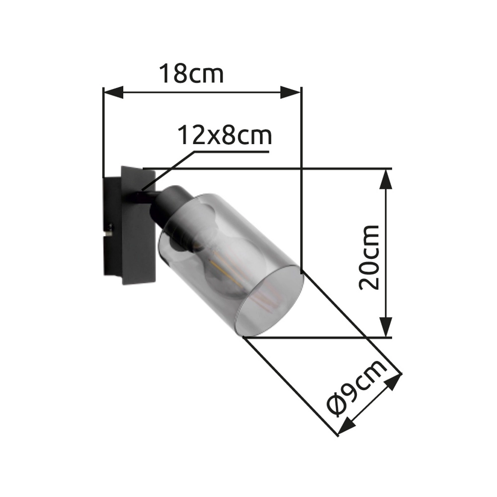 Wandlampe Hadera Schwarz mit Rauchglas Globo 9007371437214