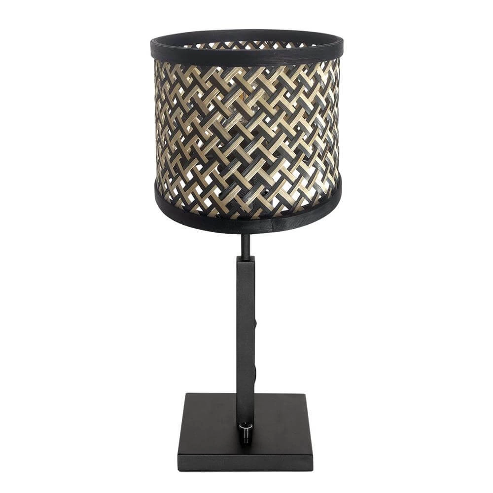 Tischlampe Stang schwarz mit Bambusschirm