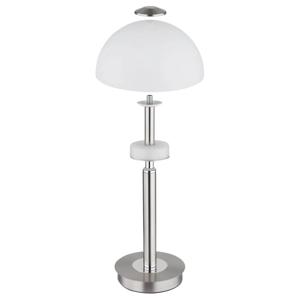 Tischlampe Uldin Nickel mit weißem Glas Globo 9007371446834