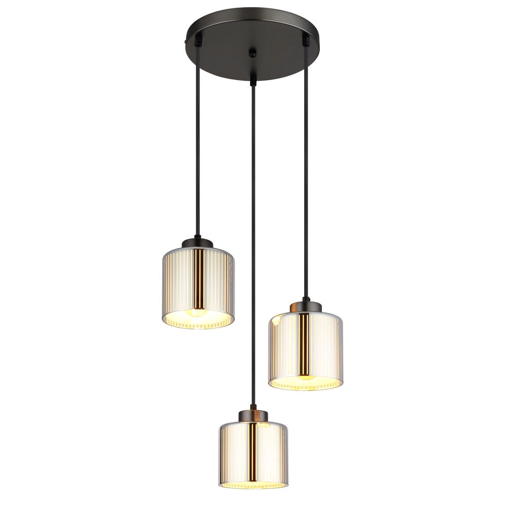 Design-Pendellampe Felicia Gunmetal 3-Lights