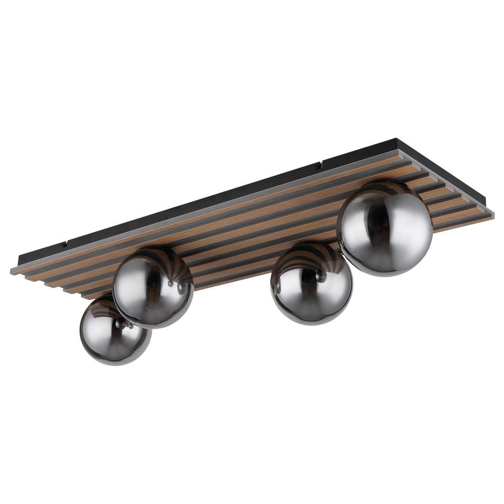Deckenlampe Parsons 4-hell schwarz mit Holz Globo 9007371583003