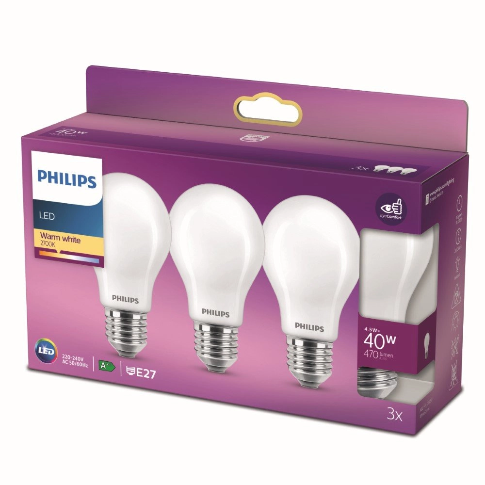 4,5W - E27 - 2700K - 470 lumen 3er-Set