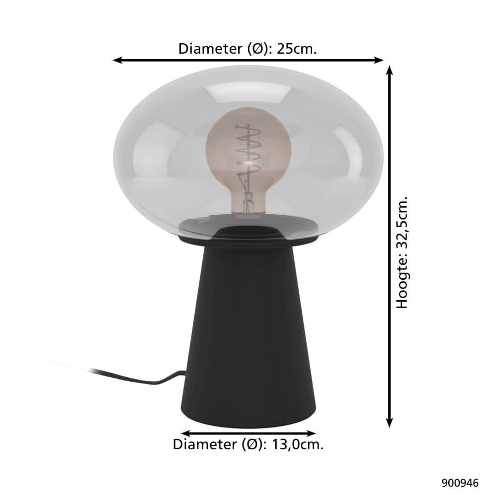 Tischlampe aus Rauchglas Madonnina Ø 25cm Eglo 9008606274970