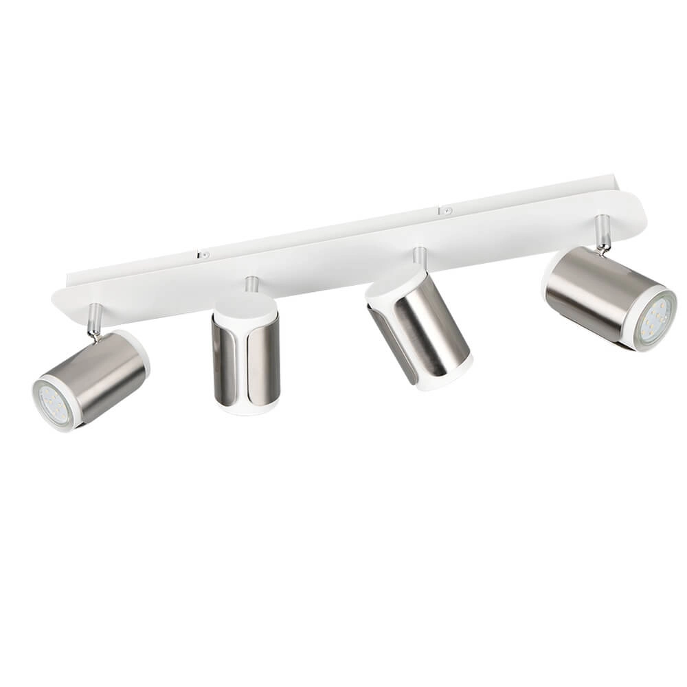 4-flammiger Aufbaustrahler Gillan Nickel mit Weiß Trio 4017807640496