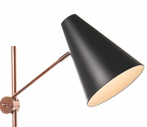 Schlanke Schreibtischlampe Obscur schwarz mit kupfer Artdelight 8719831732746