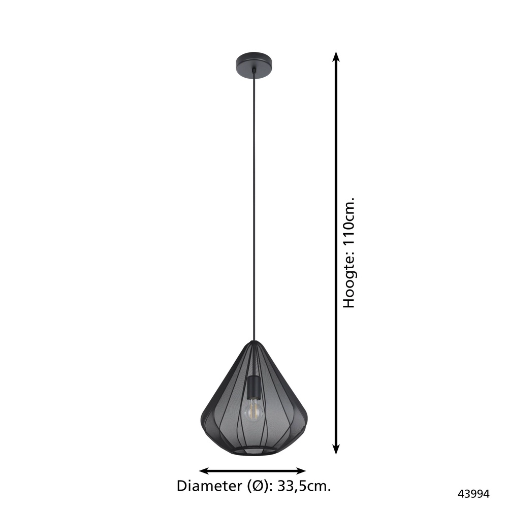 Pendellampe Ø 33 cm Dolwen Schwarz - Japandi Eglo 9002759439941