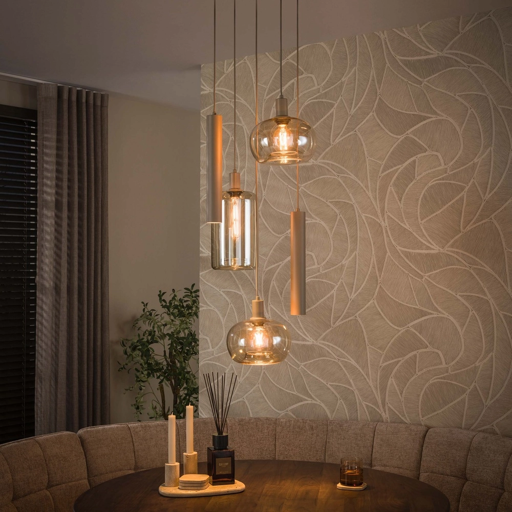 Design-Pendellampe Serene 5-hell sandbraun