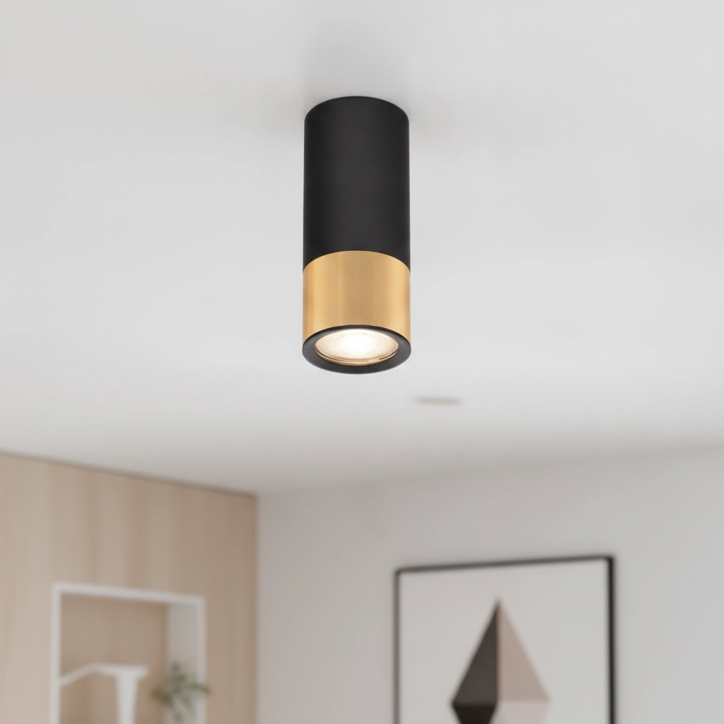 Deckenstrahler Picto 15cm schwarz mit gold