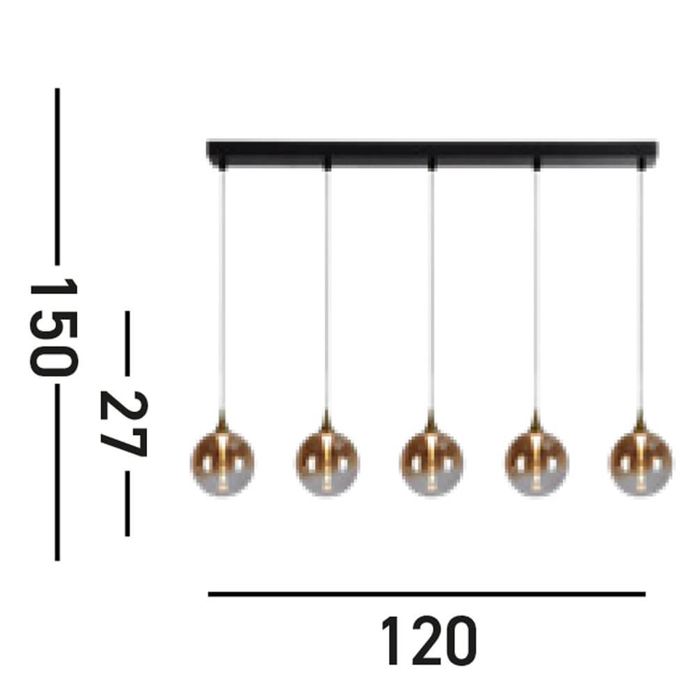 5-flammige Pendelleuchte Alchemy Braunes Glas Searchlight 5053423273846