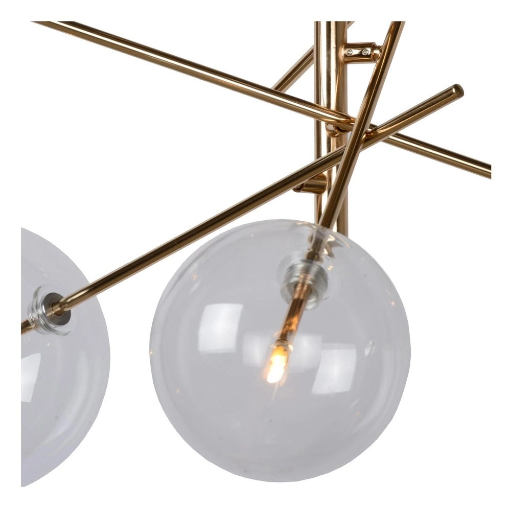 6-Licht Pendellampe Alara Gold mit Rauchkugeln Lucide 5411212461025