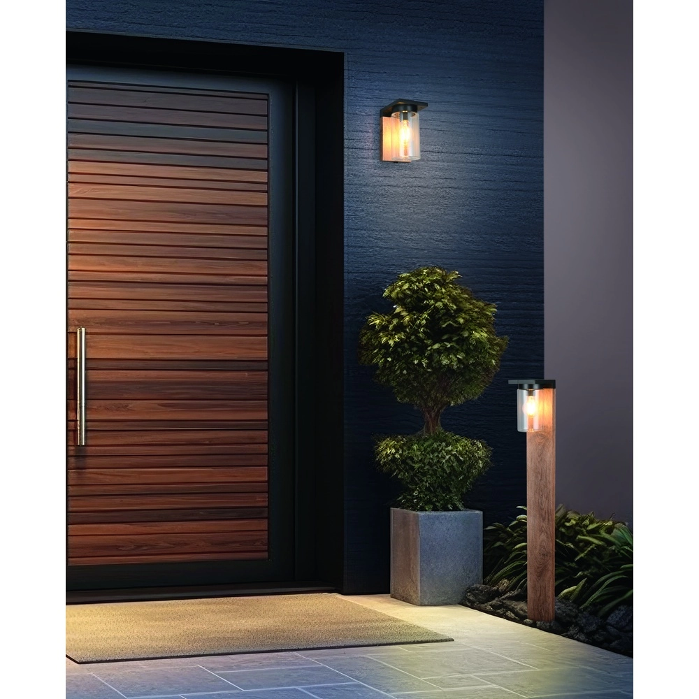 Wandleuchte Ardila schwarz mit Holz Trio 4017807603439