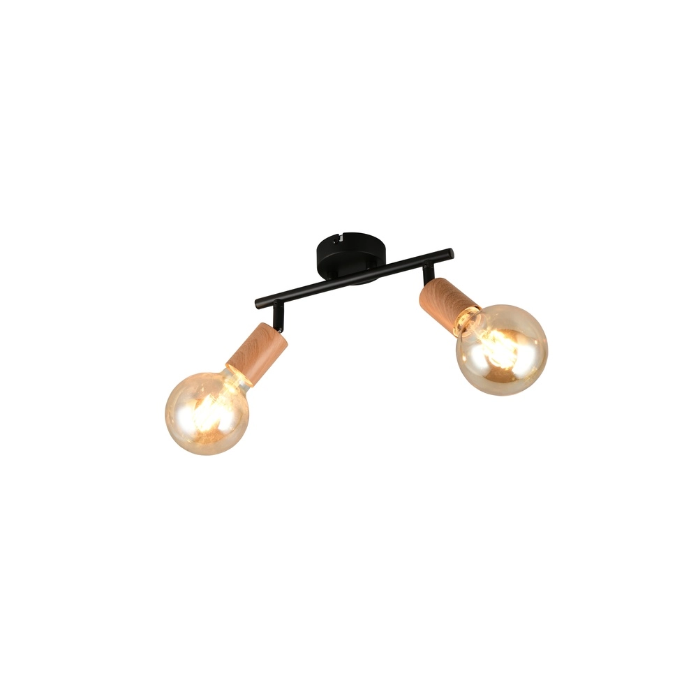 Deckenlampe Lamego Doppelschwarz mit Holz Trio 4017807670875