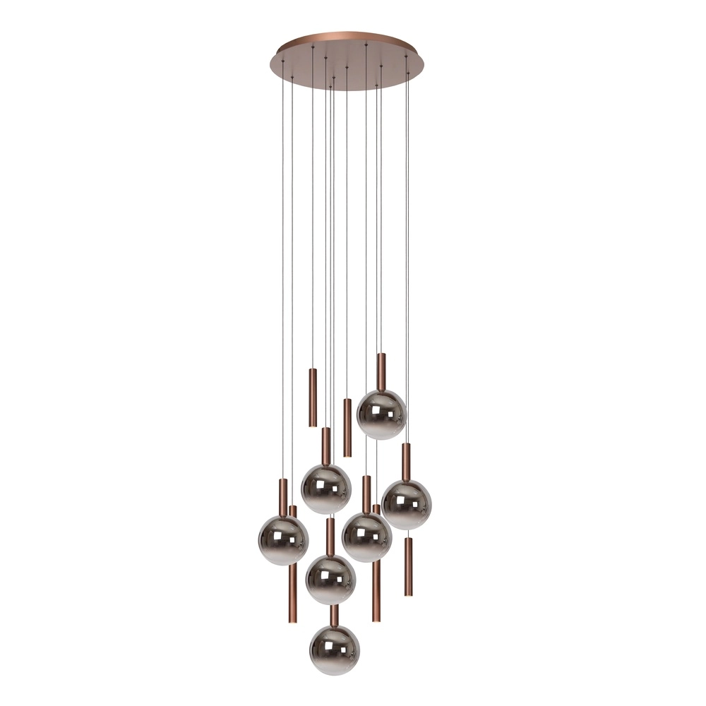 Design vide Pendellampe Jasmine Kupfer 12-Licht Premium by Lucide 5411212741271