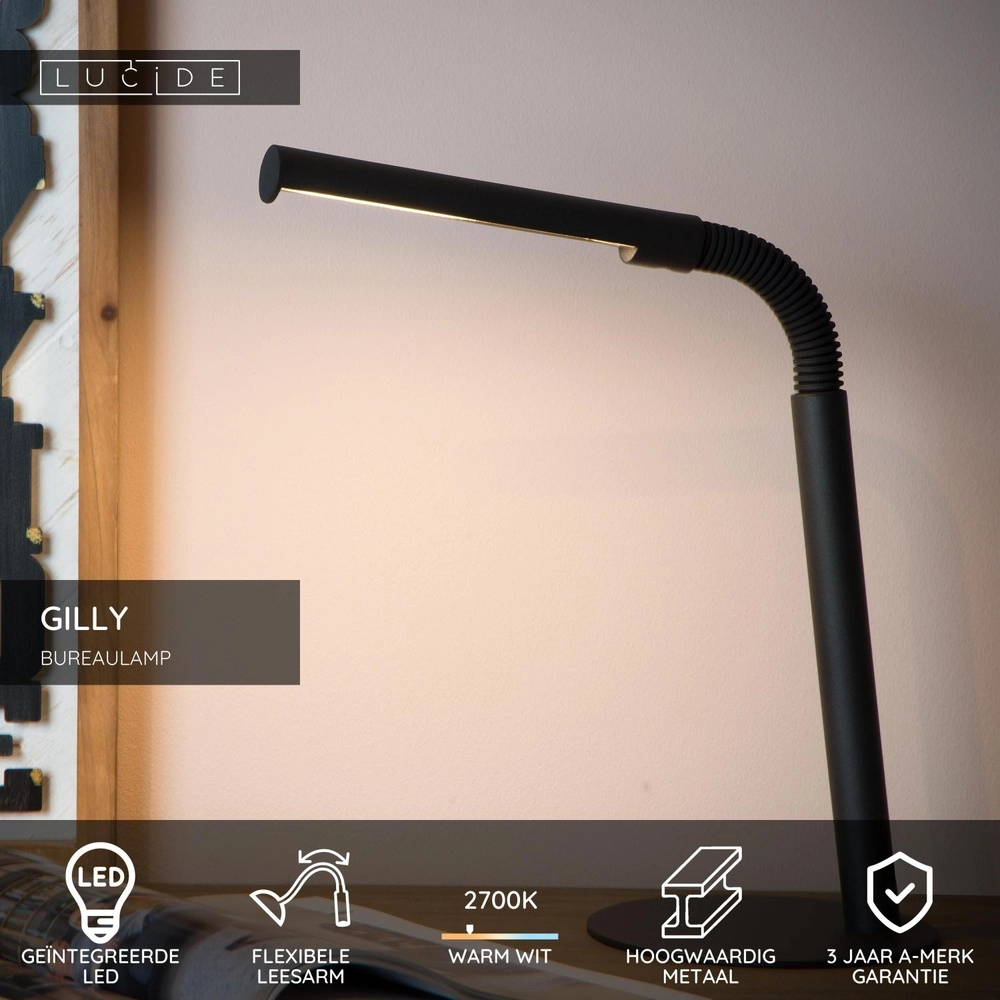 Schreibtischlampe Gilly Schwarz Lucide 5411212361080