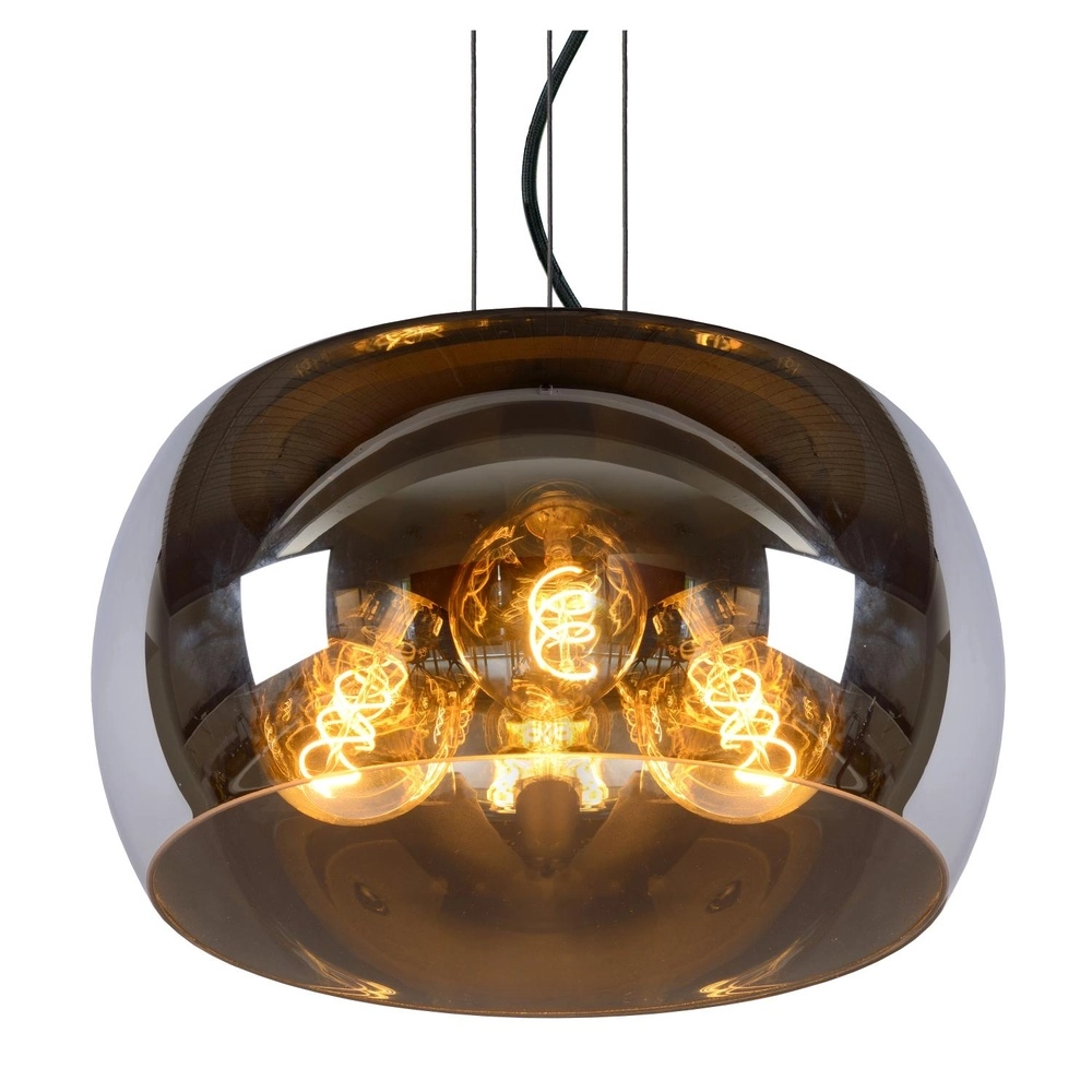Design-Pendellampe Olivia Ø 40 cm schwarz mit Rauchglas Lucide 5411212452092